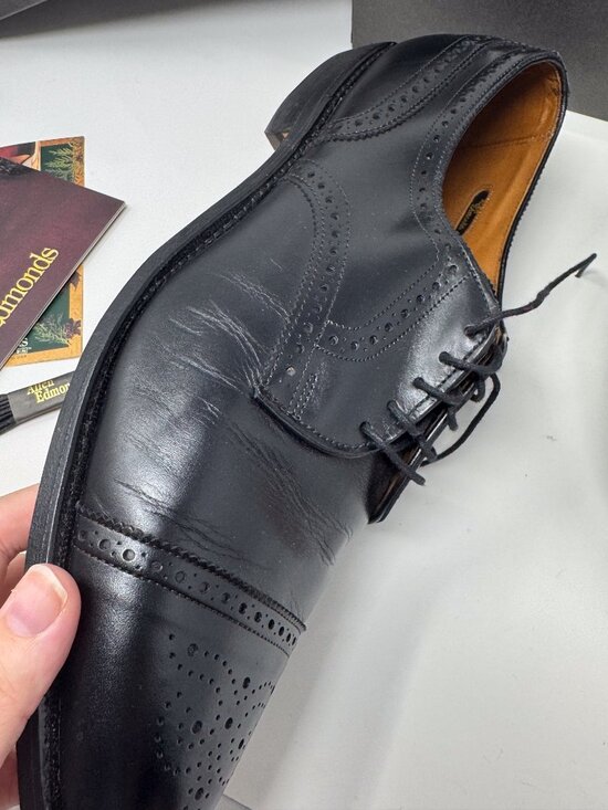 Allen Edmonds Sanford Black Cap Toe Oxfords Size 13A USA Dress Shoes w/ Box main image 14